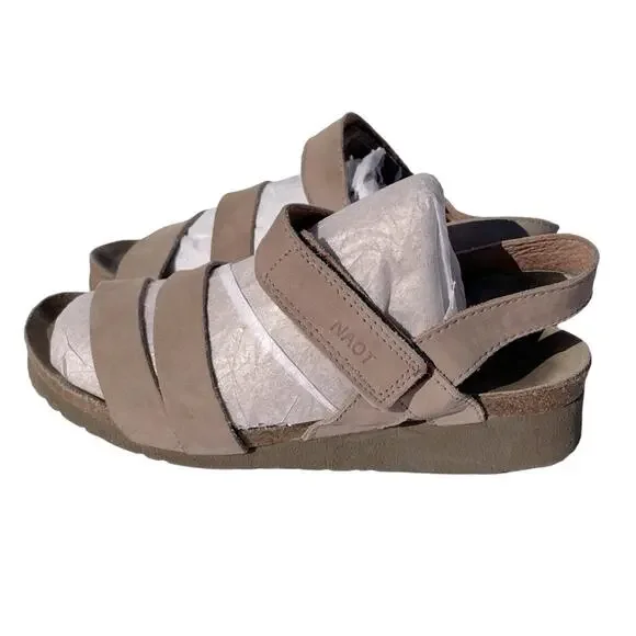 Naot Kayla Sandals Tan Suede Leather Cork Footbed Womens Size 7 / 37 - Picture 2 of 9